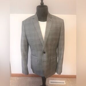 Express 40S Slim Fit Grey Checked Blazer